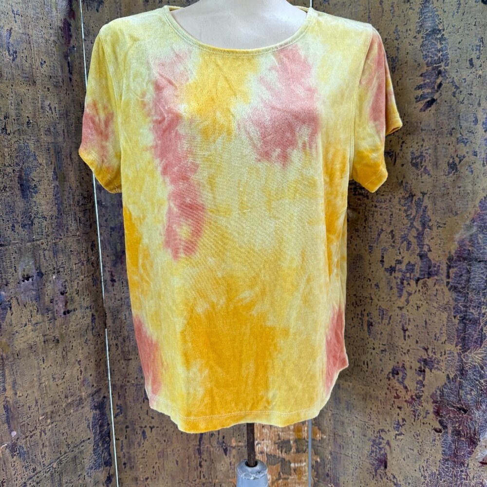 Free People Bright Eyes Velvet T-Shirt, Sunshine Combo Tie-Dye NWT